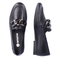 Remonte D0K00-00 Odeon Black Chain Detail Leather Loafers