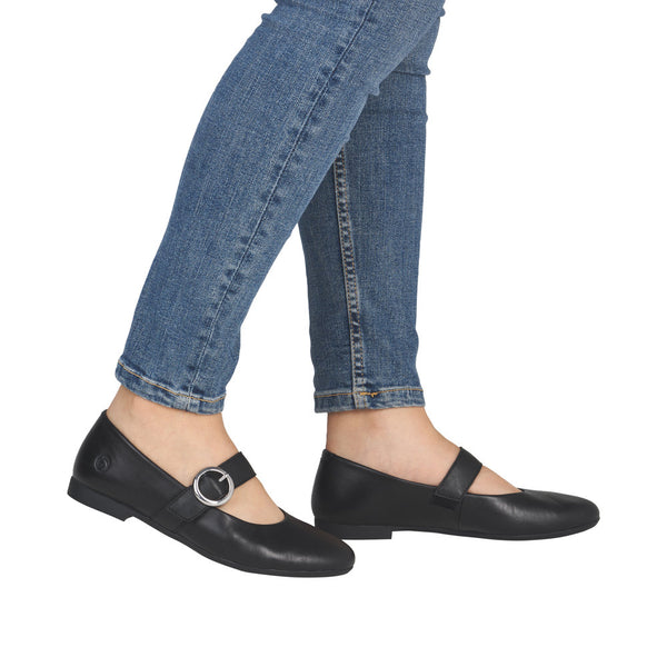 Remonte D0K14-00 Black Leather Mary Jane Style Shoes