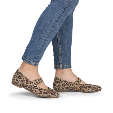Remonte D0K14-90 Leather Leopard Print Mary Jane Shoes