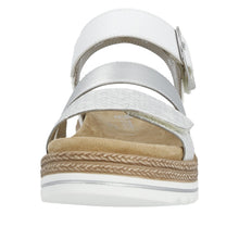 Remonte D0Q55-90 White And Silver Leather Wedge Sandals