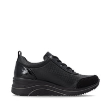 Remonte D0T22-03 Black Leather And Scuba Combination Wedge Trainers