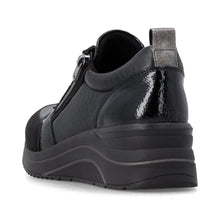 Remonte D0T22-03 Black Leather And Scuba Combination Wedge Trainers