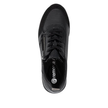 Remonte D0T22-03 Black Leather And Scuba Combination Wedge Trainers