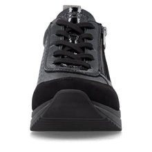 Remonte D0T22-03 Black Leather And Scuba Combination Wedge Trainers