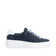 Remonte D1C01-14 Lugano Navy Leather Flatform Trainers