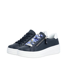 Remonte D1C01-14 Lugano Navy Leather Flatform Trainers
