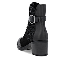 Remonte D2A77-02  Minato Black Leather Lace-Up Block Heel Tex Ankle Boots