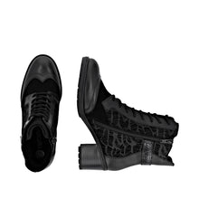 Remonte D2A77-02  Minato Black Leather Lace-Up Block Heel Tex Ankle Boots