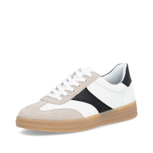 Remonte D2C01-83 Off White And Black Combination Leather Trainers