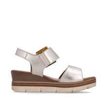 Remonte D2L53-90 Light Bronze Metallic Leather Adjustable Wedge Sandals