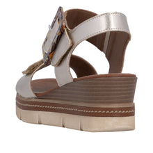 Remonte D2L53-90 Light Bronze Metallic Leather Adjustable Wedge Sandals