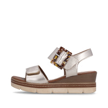 Remonte D2L53-90 Light Bronze Metallic Leather Adjustable Wedge Sandals