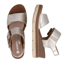 Remonte D2L53-90 Light Bronze Metallic Leather Adjustable Wedge Sandals