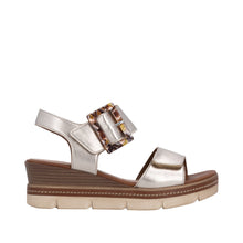 Remonte D2L53-90 Light Bronze Metallic Leather Adjustable Wedge Sandals