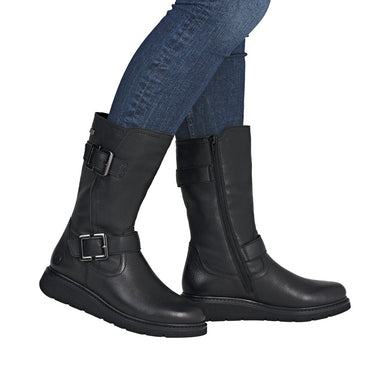 Remonte D3980-00 Castor Black Leather Mid Calf Tex Boots