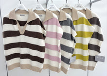 D.E.C.K By Decollage G005 Striped Cashmere Blend Collared Knitted Layering Top (3 Colours)