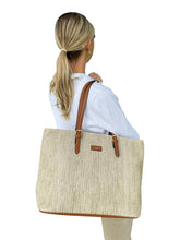 David Jones 7051-5 Rattan Large Shopper Style Handbag With Coloured Trim (4 Colours)