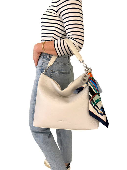 David Jones CM8222 Plain Slouch Shoulder Bag With Keyring Scarf Detail (4 Colours)