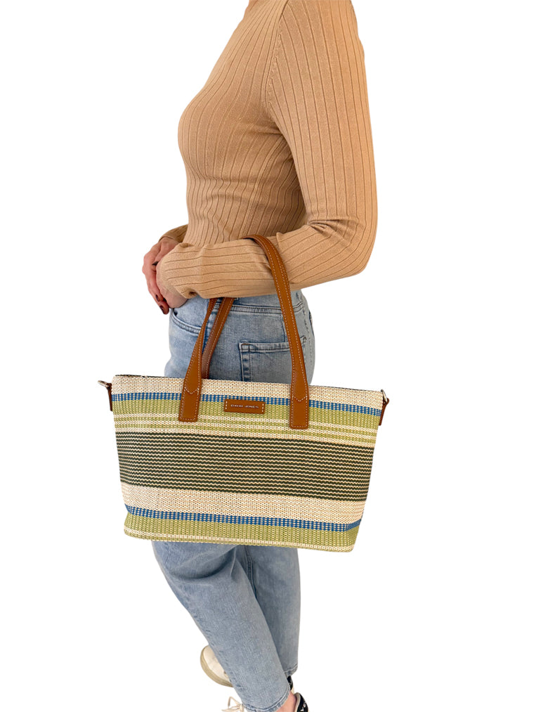 David Jones CM8368 Multicoloured Combination Rattan Shoulder Handbag (3 Colours)