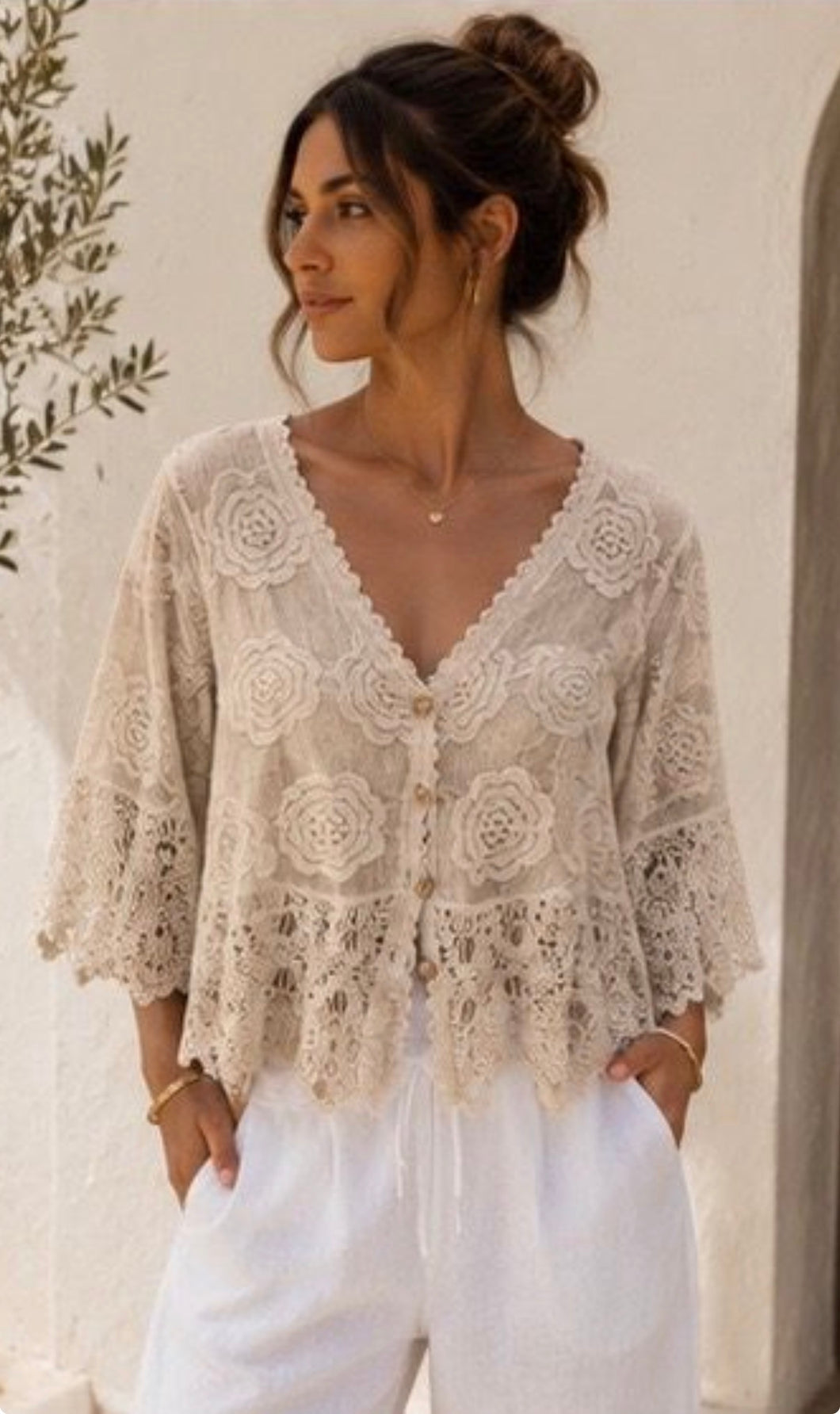 Emma Plain Flower Design Crochet ButtonTop (5 Colours)