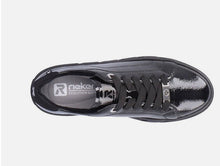 Rieker R-Evolution W0501-00 Crashlack Black Patent Leather Flatform Trainers