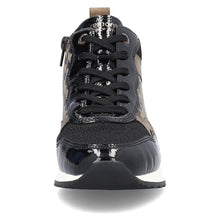 Remonte R2577-01 Lagro Leather Black and Taupe Hounds Tooth Print High Top Trainer Boots
