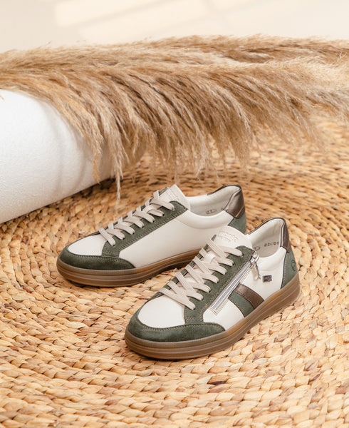 Remonte D2C04-60 Rock Cream And Green Combination Tex Trainers