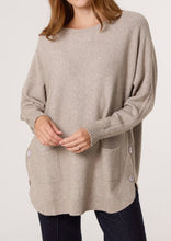 Plain Slash Neck Jumper With Side Button Detail And Front Pockets (4 Colours)