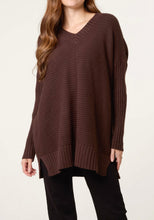 Ribbed Knit V-Neck Longline Jumper (5 Colours)