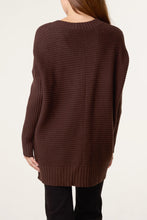 Ribbed Knit V-Neck Longline Jumper (5 Colours)