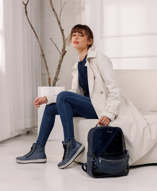 Remonte D0772-15 Ottawa Blue Leather Tex High Top Trainer Style Boots