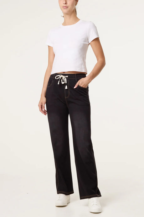 Magic Wide Leg Stretchy Black denim Jeans