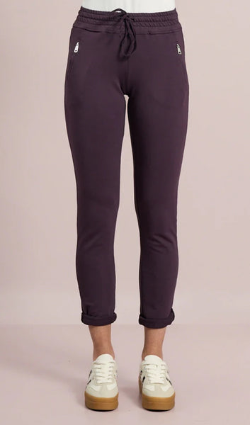 D.E.C.K By Decollage 814136 Plain Drawstring Waist Stretchy Joggers With Zip Pockets (7 Colours)