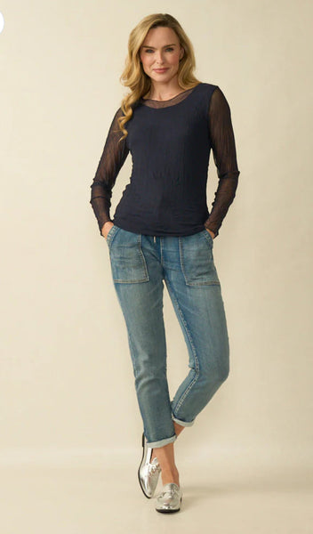 D.E.C.K By Decollage 822601 Super Stretchy Drawstring Waist Jeans With Pockets