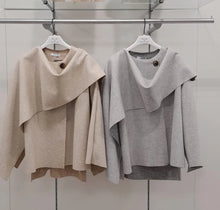 D.E.C.K By Decollage 16772 Beige One Button Cape Style Jacket