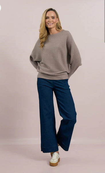 D.E.C.K By Decollage New 7725 Plain Slash Neck Ribbed Jumper (2 Colours)