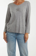 Diamante Star V-Neck Long sleeve jumper (4 Colours)