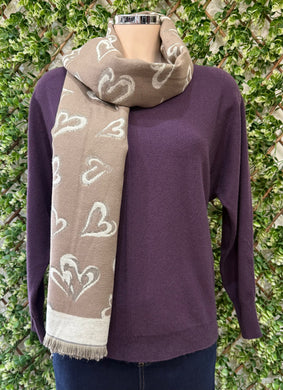 Hannah Cashmere Mix Heart Print Scarf (3 Colours)