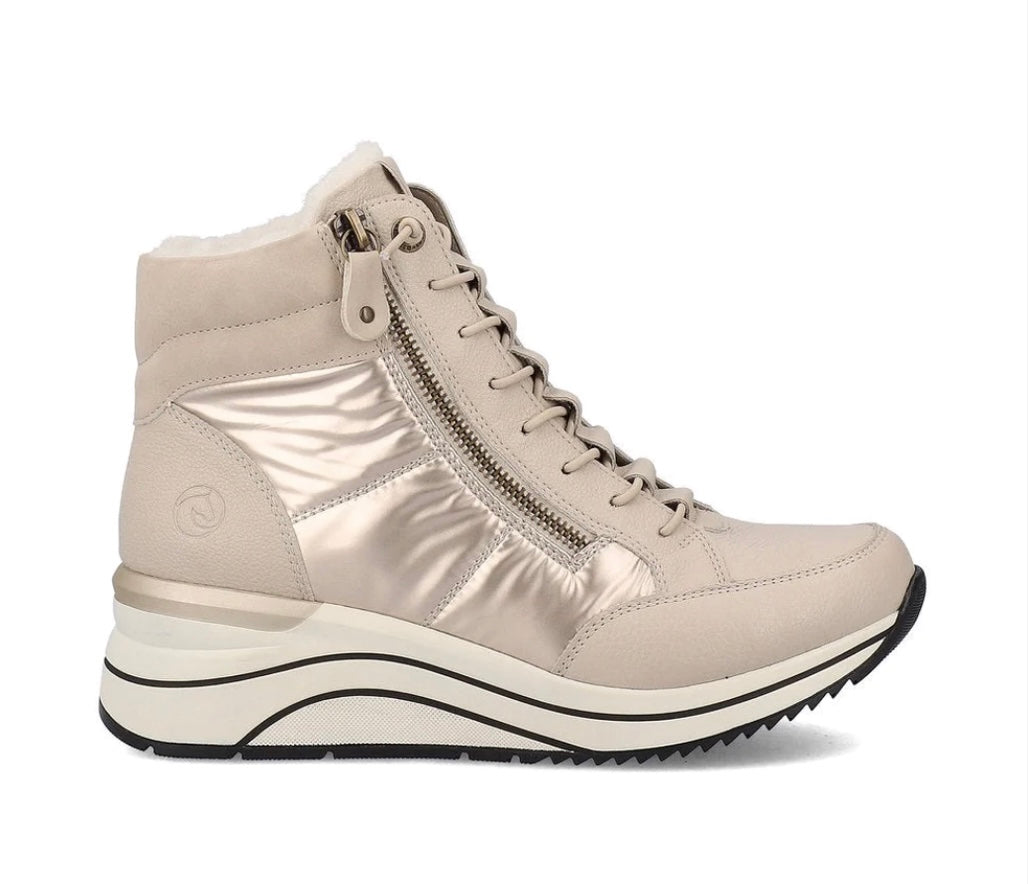 Remonte D0T72-60 Maya Cream Wedge Ankle Trainer Boots