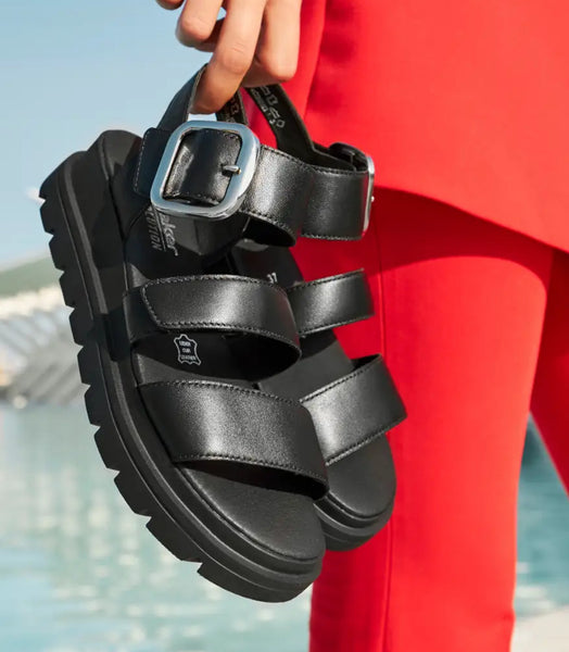 Rieker Evolution W1650-00 Lugano Black Leather Gladiator Sandals