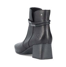 Rieker 70974-00 Minato Black Leather Block Heeled Ankle Boots