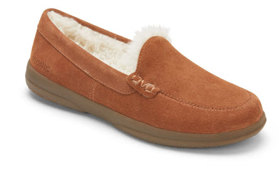 Vionic Lynez Shearling Toffee Suede Slippers