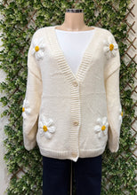 Cream Daisy Design Button Front Cardigan