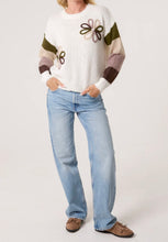 Round Neck Embroidery Flower Print And Striped Detail Jumper (2 Colours)