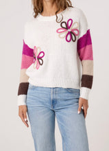 Round Neck Embroidery Flower Print And Striped Detail Jumper (2 Colours)
