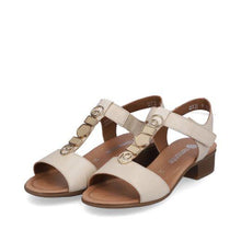 Remonte DOP52-80 Lugano Porcelain And Light Gold Low Heel Leather T-Bar Sandals