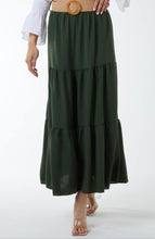 Plain Belted Tiered Style Maxi Skirt (2 Colours)