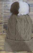 Cable Knit Two Tone Pom Pom Hat With Fleece Lining (5 Colours)