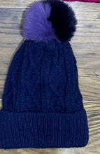 Cable Knit Two Tone Pom Pom Hat With Fleece Lining (5 Colours)