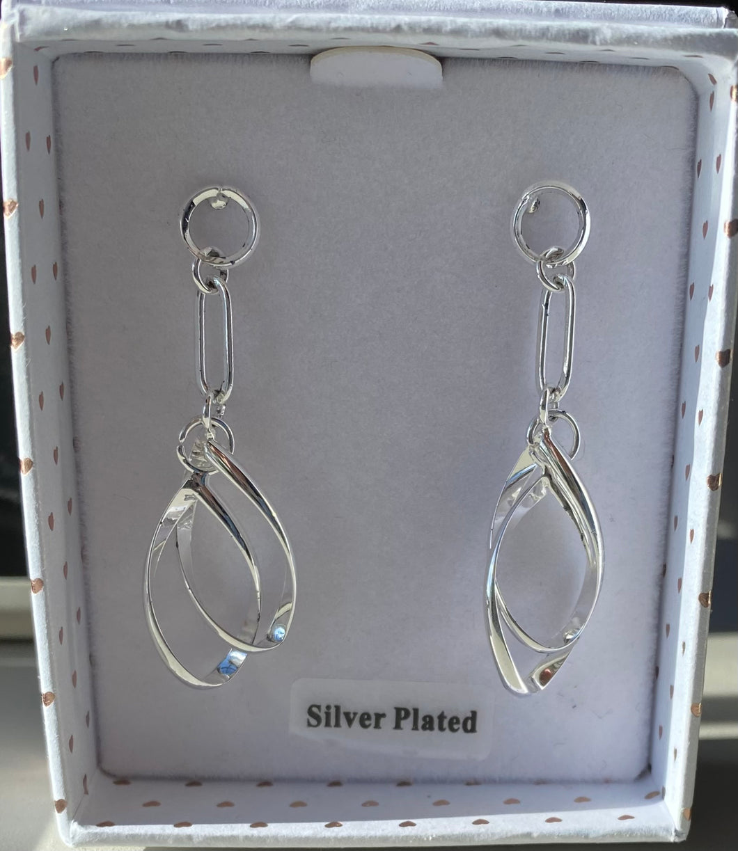 Silver Plated Double Teardrop Abstract Tear Drop Earrings